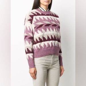 Isabel Marant Pink & Cream Patterned Crewneck Sweater